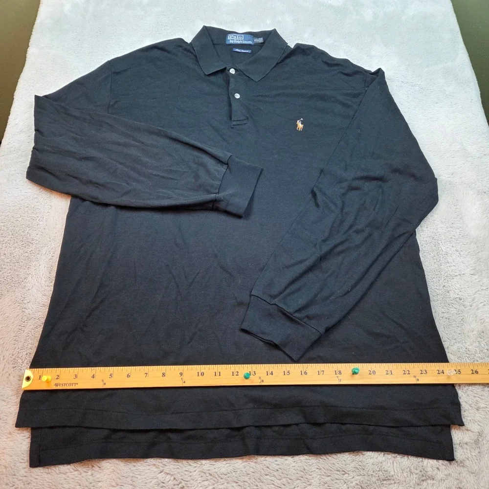 Polo Ralph Lauren Long Sleeve Polo Mens XL Pima Interlock Flesh Pony Black Shirt